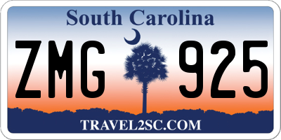 SC license plate ZMG925