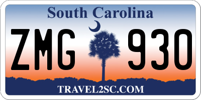 SC license plate ZMG930