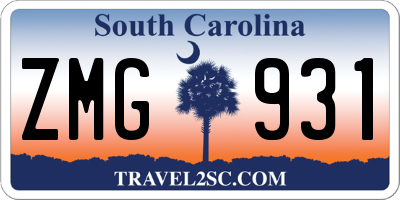 SC license plate ZMG931