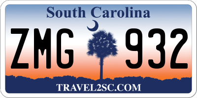 SC license plate ZMG932