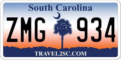 SC license plate ZMG934