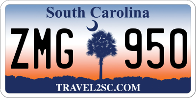 SC license plate ZMG950
