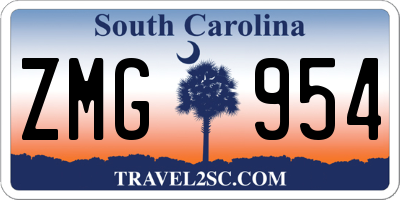 SC license plate ZMG954