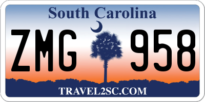 SC license plate ZMG958