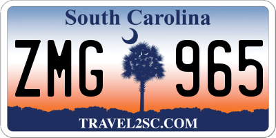 SC license plate ZMG965