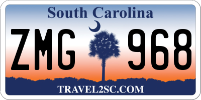 SC license plate ZMG968