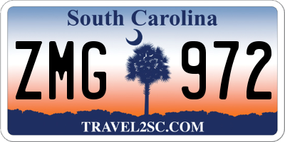 SC license plate ZMG972