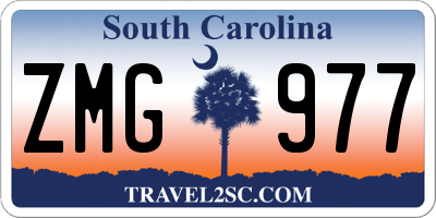 SC license plate ZMG977