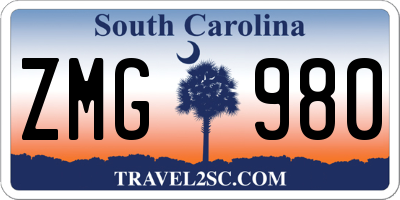 SC license plate ZMG980