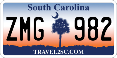 SC license plate ZMG982