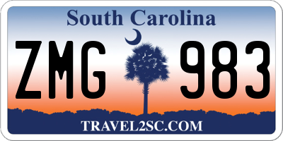 SC license plate ZMG983