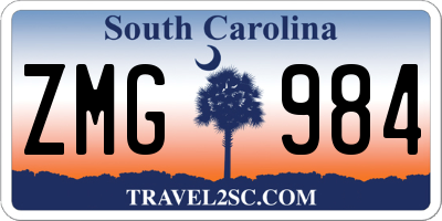 SC license plate ZMG984
