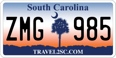 SC license plate ZMG985