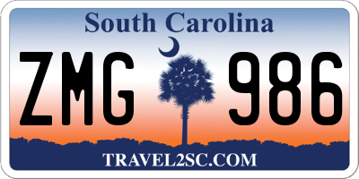 SC license plate ZMG986
