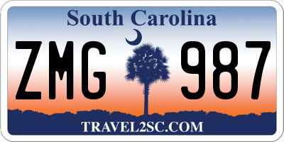 SC license plate ZMG987