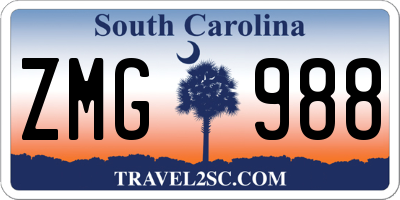 SC license plate ZMG988