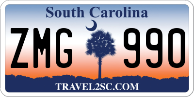 SC license plate ZMG990