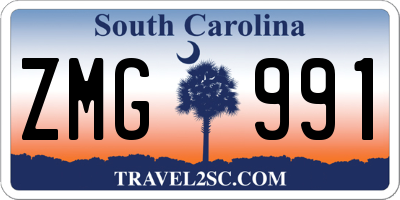 SC license plate ZMG991
