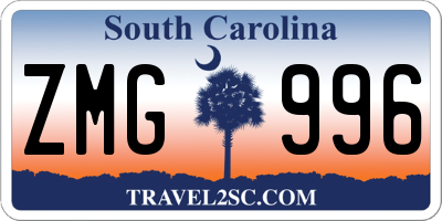 SC license plate ZMG996