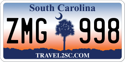 SC license plate ZMG998