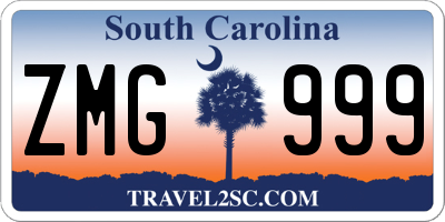 SC license plate ZMG999