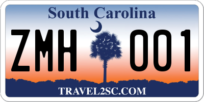 SC license plate ZMH001