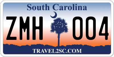 SC license plate ZMH004