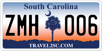 SC license plate ZMH006