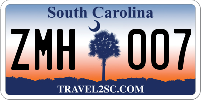 SC license plate ZMH007