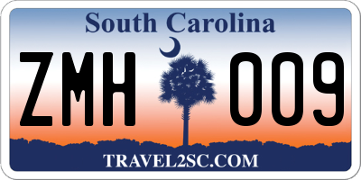 SC license plate ZMH009