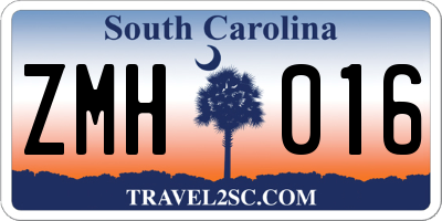 SC license plate ZMH016