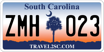 SC license plate ZMH023