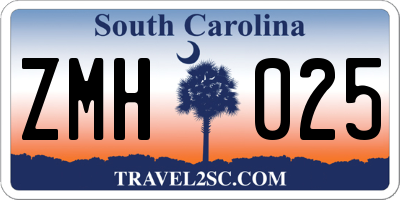 SC license plate ZMH025