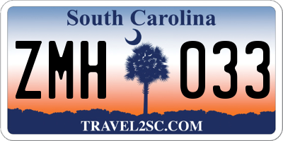 SC license plate ZMH033