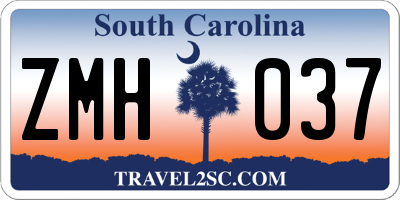 SC license plate ZMH037
