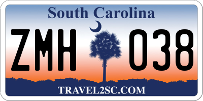 SC license plate ZMH038