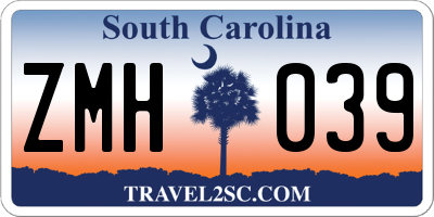 SC license plate ZMH039