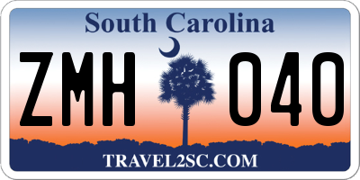 SC license plate ZMH040