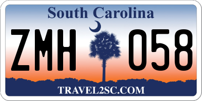 SC license plate ZMH058