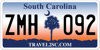 SC license plate ZMH092