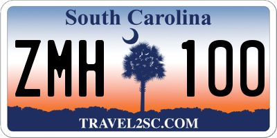 SC license plate ZMH100