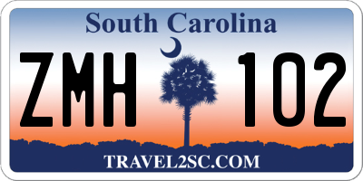 SC license plate ZMH102