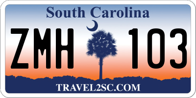 SC license plate ZMH103