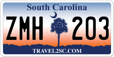 SC license plate ZMH203