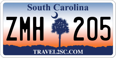 SC license plate ZMH205