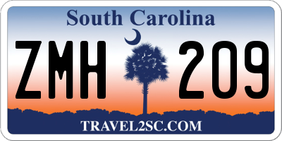 SC license plate ZMH209