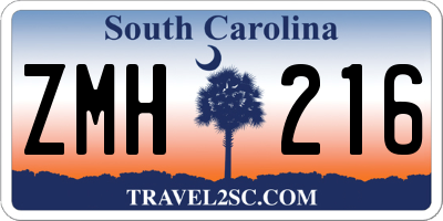 SC license plate ZMH216