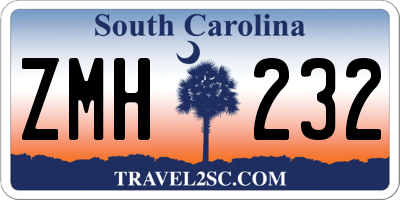 SC license plate ZMH232