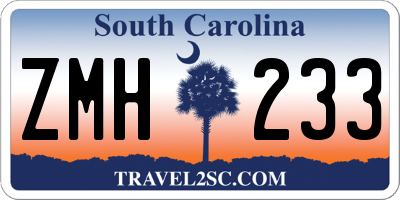 SC license plate ZMH233