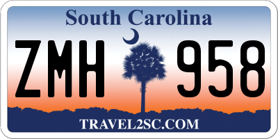 SC license plate ZMH958